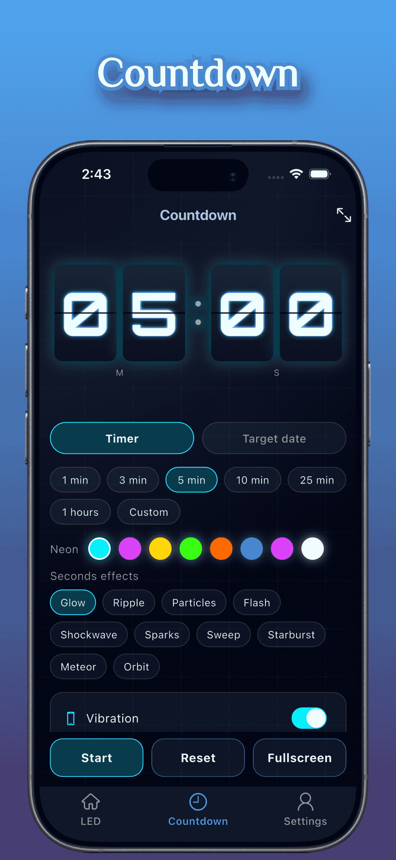 Neon countdown timer